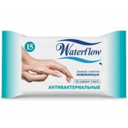 Салфетки влаж. WATERFLOW очищ. Антибактериальные 15шт