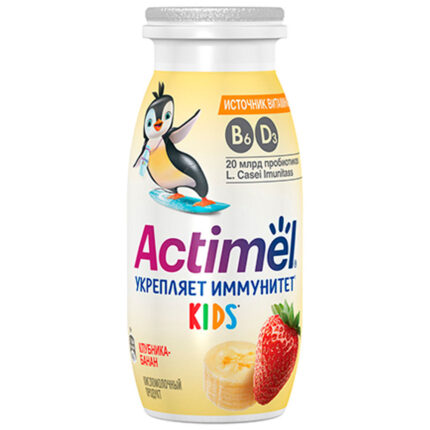 Йогурт питьевой Актимель Клубника-банан кидс 95гр