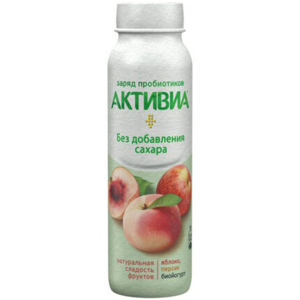 Йогурт питьевой Активиа Яблоко-персик 260гр