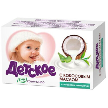 Крем-мыло Детское ЭКО Кокос, алоэ вера, зеленый чай 90гр