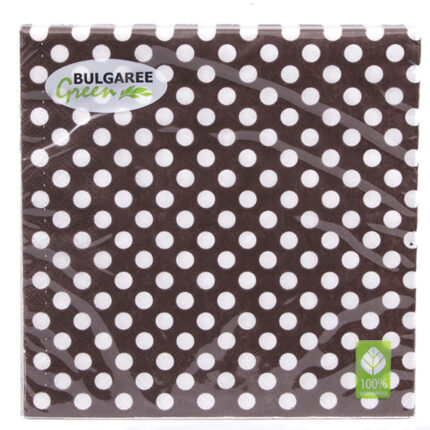 Салфетки трехслойные Горох на кофейном 33*33 20шт