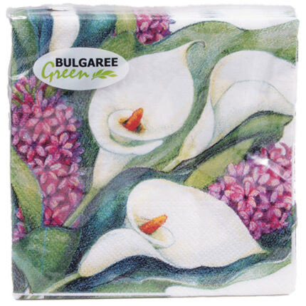 Салфетки трехслойные Каллы 33*33 20шт