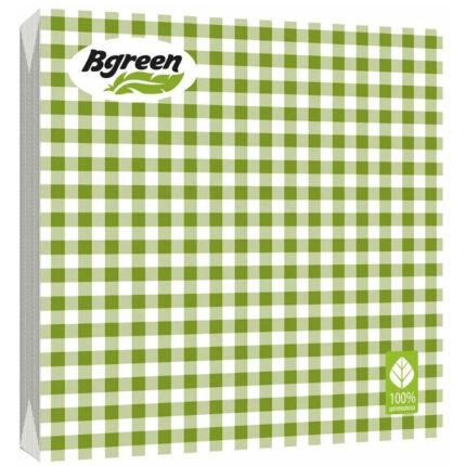 Салфетки трехслойные Клетка зеленая 33*33 20шт