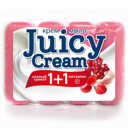 Мыло туалетное Крем-мыло JUICY CREAM Спелый Гранат + Витамин Е 4*90гр