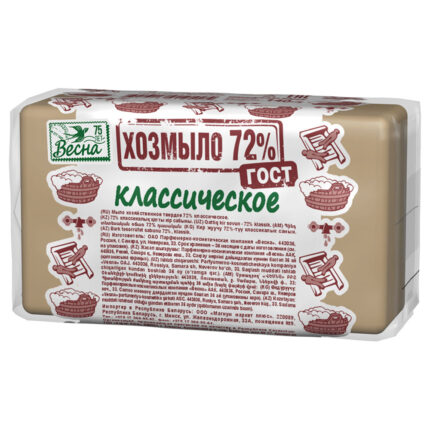 Мыло хозяйственное Классическое 72% в п/пропиленовой плёнке 140гр