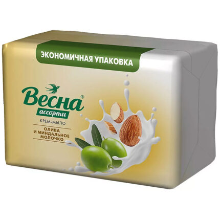Мыло туалетное Весна олива и миндальное молочко 300гр