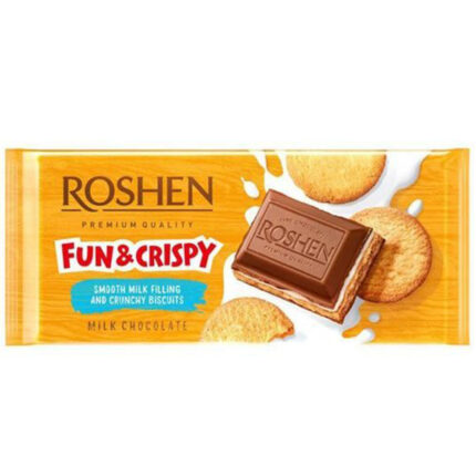 Шоколад Roshen молочный с молочной начинкой и печеньем 115гр