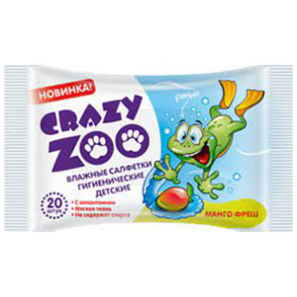 Салфетки влажные Crazy Zoo манго фреш 20шт