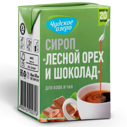 Сироп Чудское озеро со вкусом лесного ореха и шоколада 200мл