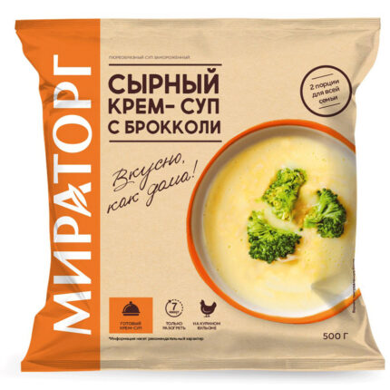 Сырный крем-суп Мираторг с брокколи ЗАМ пакет 500гр