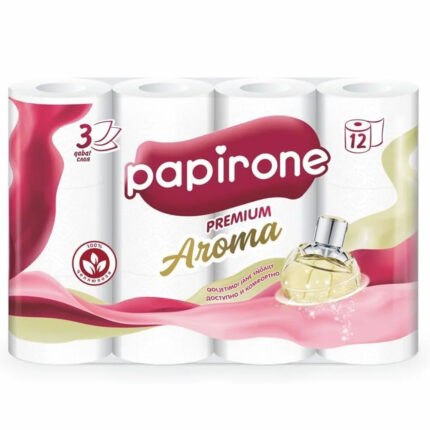 Туалетная бумага Papirone белая 3-х слойная 12шт
