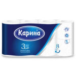 Туалетная бумага Карина 3-х слойная 8шт