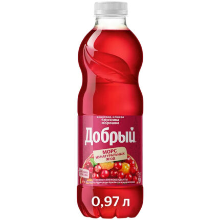 Морс Добрый Виноград, клюква, брусника, морошка 15% 0,97л