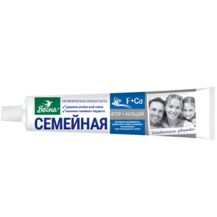 Зубная паста Семейная б/ф фтор+кальций 90гр