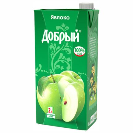 Сок Добрый Яблочный осветленный 100% 2л