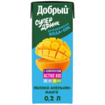 Напиток сокосодержащий Добрый из Яблок, Апельсинов и Манго Activ kid 200мл