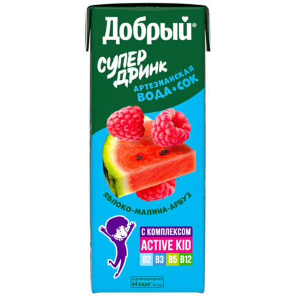 Напиток сокосодержащий Добрый из Яблок, малины и арбуза Activ kid 200мл