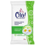 Салфетки влажные Ola Солнечная ромашка для интимной гиены 15шт