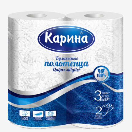 Бумажное полотенце Карина 3 слоя 2шт