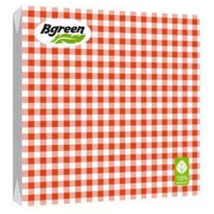 Салфетки трехслойные Клетка  красная 33*33 20шт