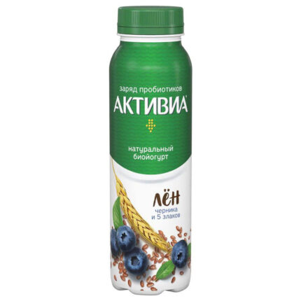 Йогурт питьевой Activia Черника 5 злаков семена льна 2,1% 270гр
