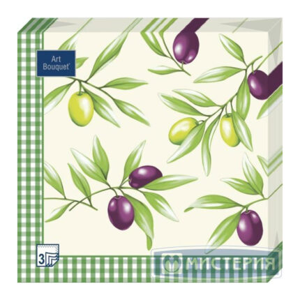 Салфетки трехслойные "Оливки" 33*33 20шт