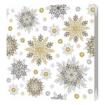 Салфетки трехслойные "Снежинки золото+серебро" 33*33 20шт