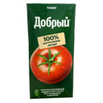 Нектар Добрый Томатный Сок с сахаром и солью 100% 2л