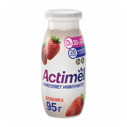 Напиток кисломолочный Actimel Клубника 1,5% 95гр