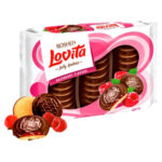 Сдобное печенье Lovita Jelly Cookies с желейной начинкой малина 420гр